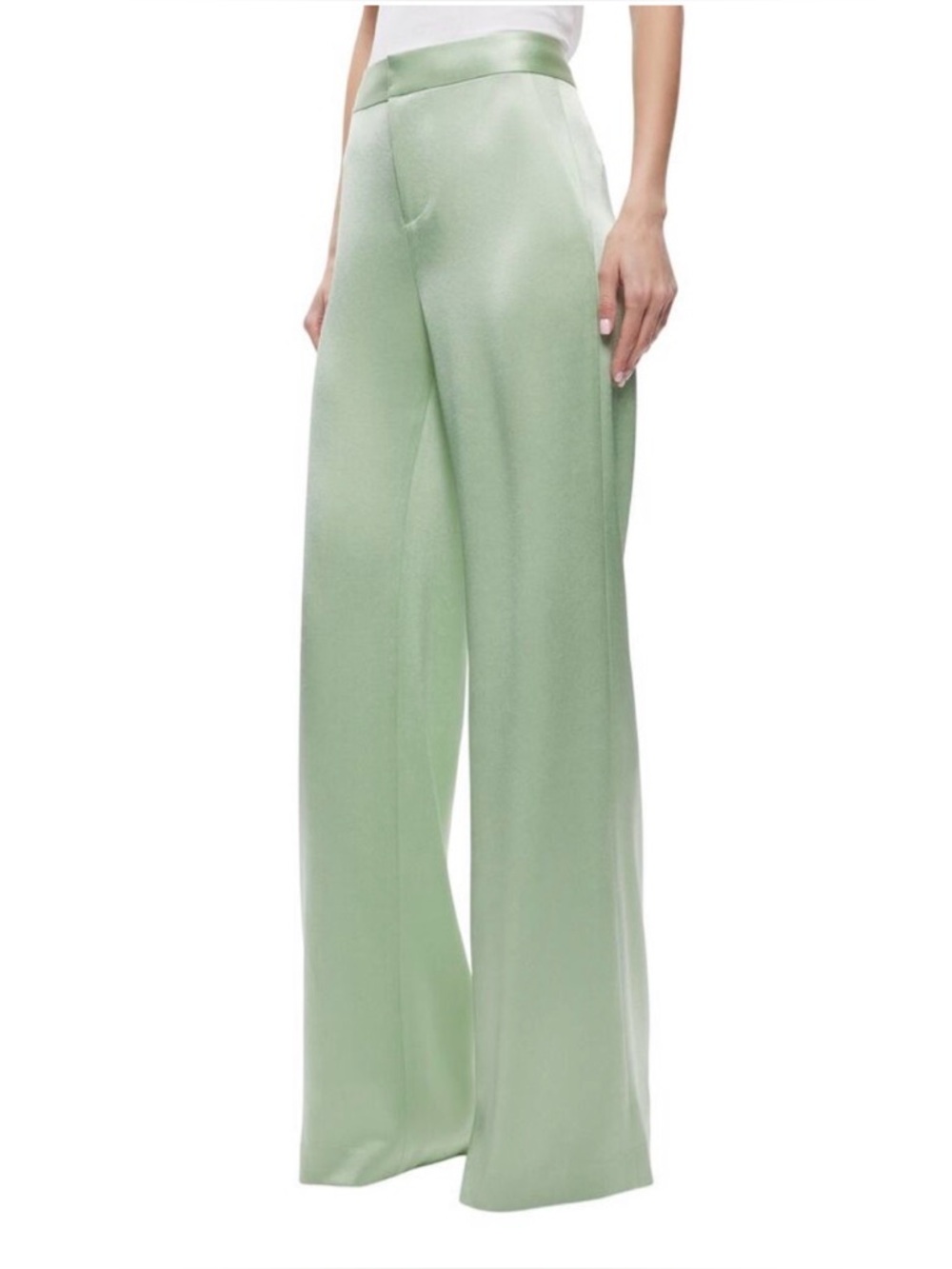 Alice + Olivia Satin Green Tea Deanna Pant Size O NWT